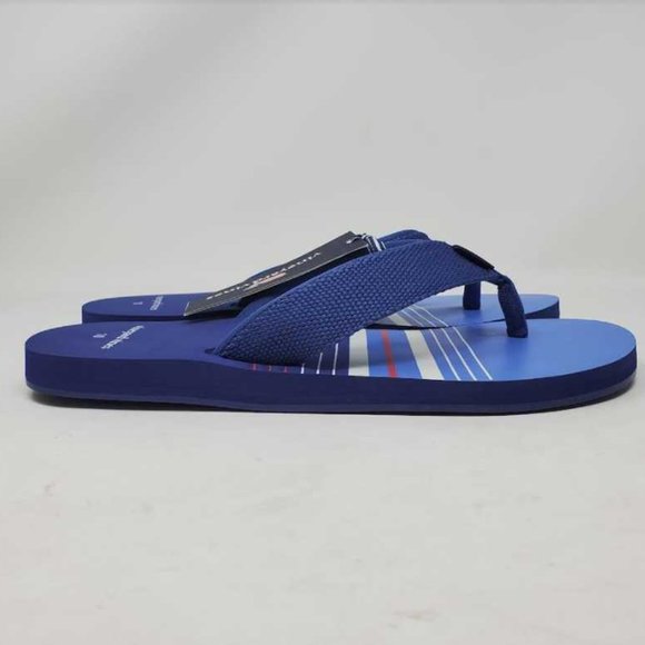 New men\'s 10  Vineyard Vines pop stripe printed blue flip flops sandals main image 6
